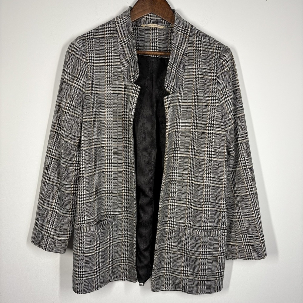 Soft Surroundings Womens St James Blazer Jacket Size S Houndstooth Glen Plaid